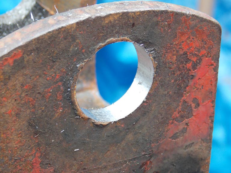 hole in steel cut with wood router